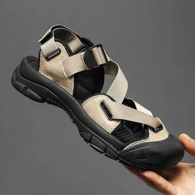 New Arrival Summer New Handmade Mens Sandals Leisure Beach Shoes For Men Outdoor Wading Shoes Man Breathable Casual Anti-collision Toe Flats T250220