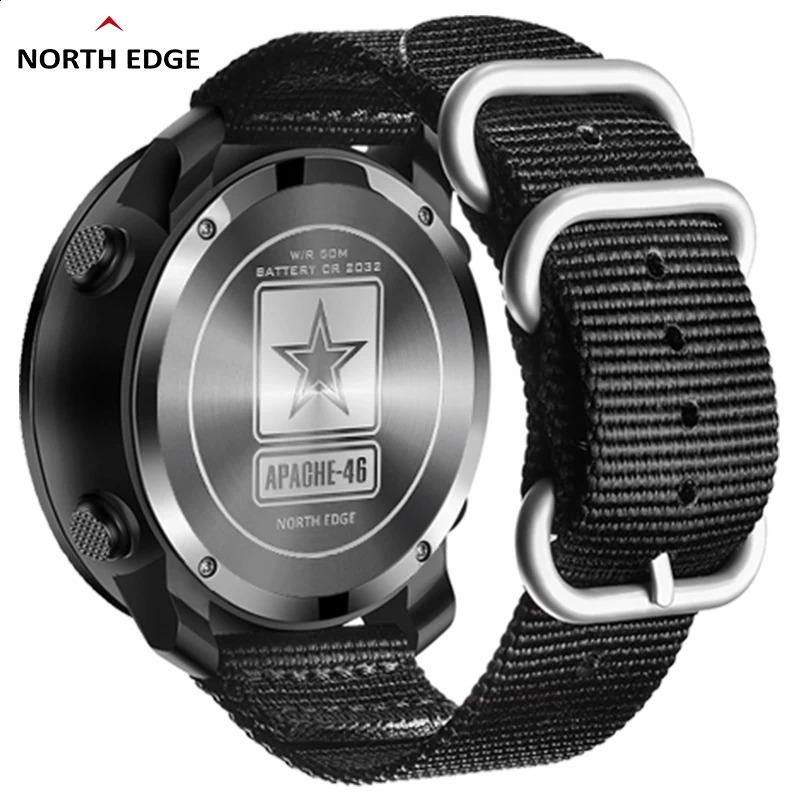 NORTH EDGE APACHE-46 Men Digital Watch Outdoor Sports Running Swimming Outdoor Sport Watches Altimeter Barometer Compass WR50M 250217