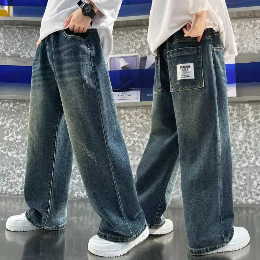 Teenage Baby Boys Clothes Jeans Spring Autumn Kids Casual Jeans for Big Boy Child Fashion Vintage Trousers Cotton Sweatpants Z250220