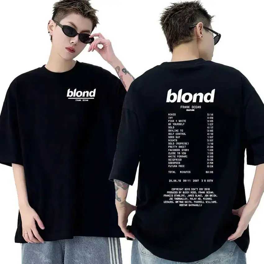 Men's T-Shirts Rapper Frank Retro Graphic T Shirt Mens Hip Hop Ocean Album Clothing T-Shirts Y2k Unisex Blond Fashion Oversized Cotton T-shirt z2