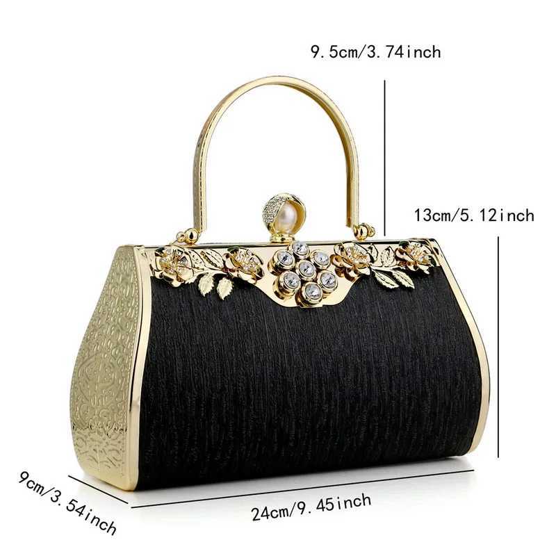 Small clutch handbag with diamonds floral printed wallet luxurious gold evening bag ladies Z250220