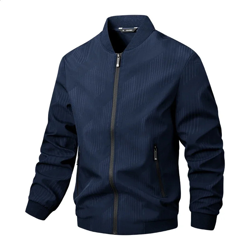 Autumn Mens Long Sleeve Zipper Casual Jacket Stand Up Coats Sport Outdoor Sweatwear Spring Thin Baseball Collar 250213