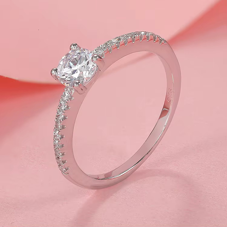 Sterg Sier Vintage Gemstone CZ Dia Engagement Wedding Ring Women