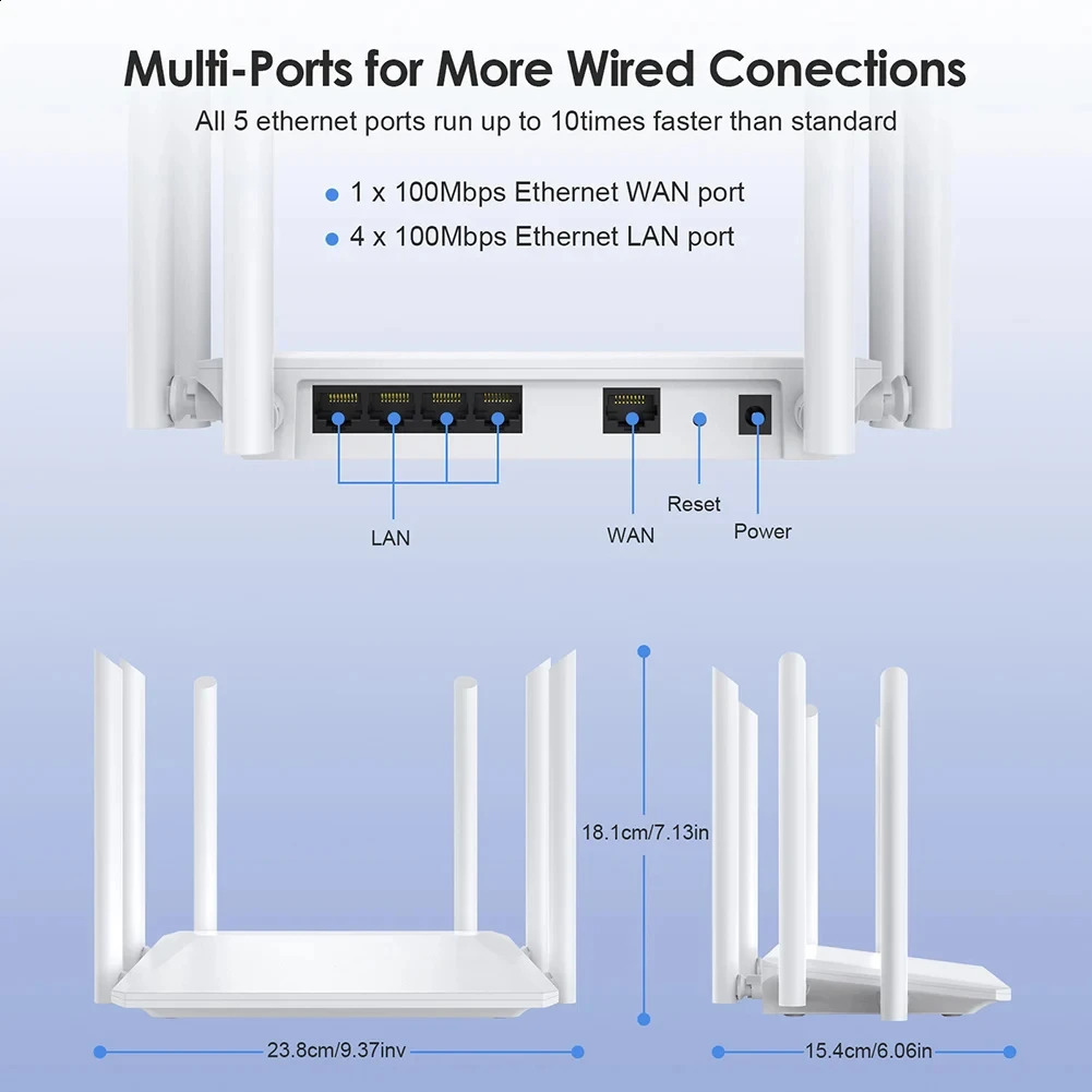 24G 5G dual band wireless 1200Ms router WiFi range repeater with 5 6dBi high gain antenna wide coverage Wi Fi extender 250213