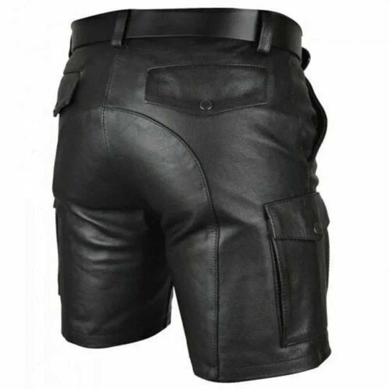 New Arrival New Solid Color PU Leather Pants Casual Mens Short Leather Pants Summer Fashion Trend Club Punk Style Shorts for Men Z250220
