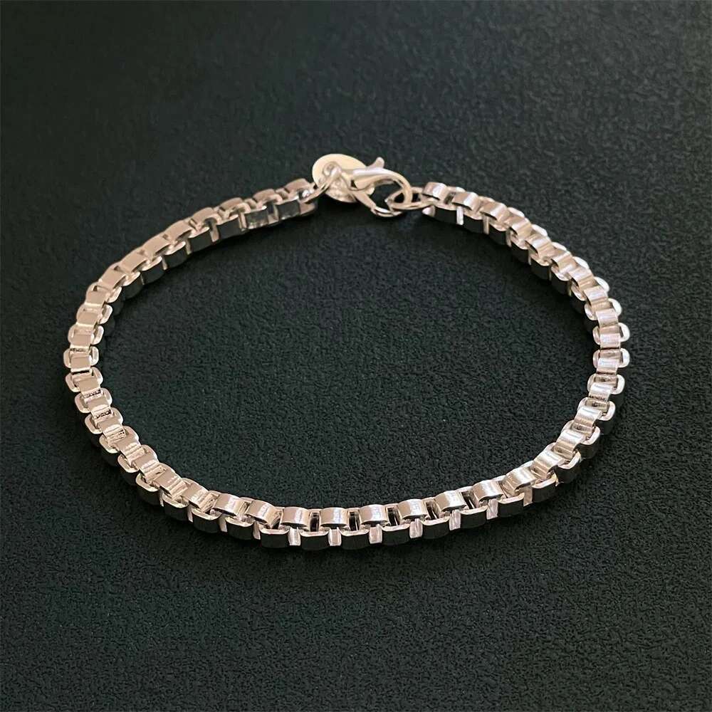 Sterg Sier Bracelet 4MM Venetian Box Exquisite Women Fashion Wedding Party Gift Jewelry