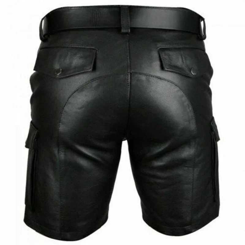 New Arrival New Solid Color PU Leather Pants Casual Mens Short Leather Pants Summer Fashion Trend Club Punk Style Shorts for Men Z250220