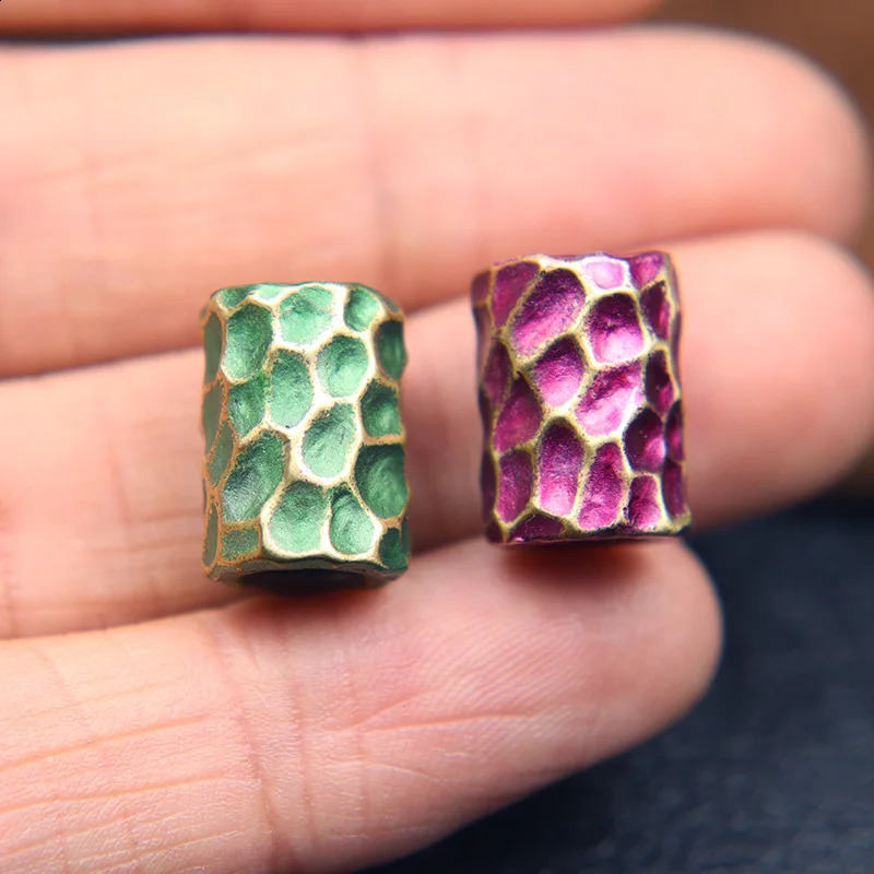 Bronze Hammer Texture Pattern Cylindrical EDC Knife Bead Umbrella Rope Pendant DIY Outdoor Flashlight Accessories 250213