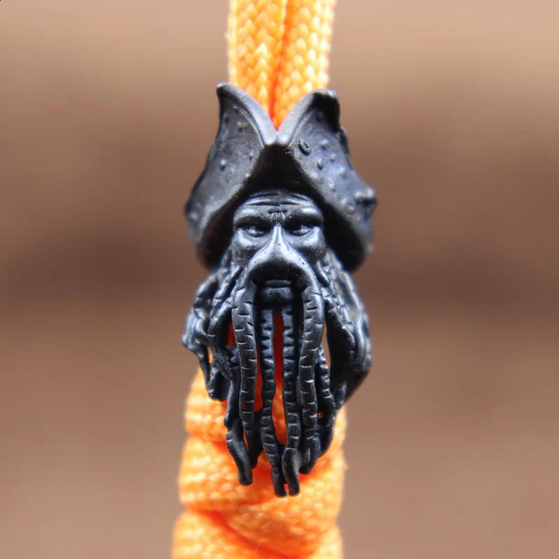 Black Octopus Face Pirate King Digital Brass Knife Bead Umbrella Rope Pendant DIY EDC Outdoor Tool Accessories 250213