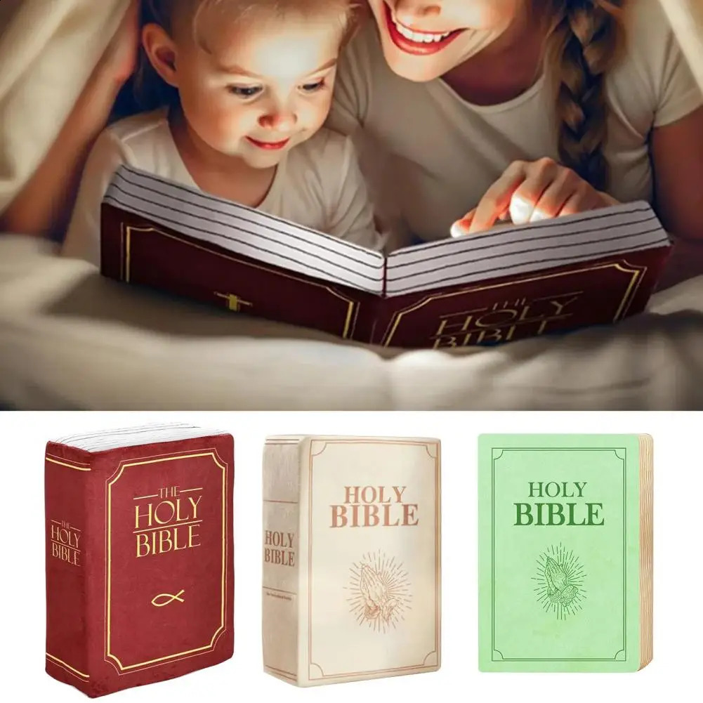 Book shaped pillow istic Bible plush book throw pad durable skin friendly Christian home accent sofa decoration 250109
