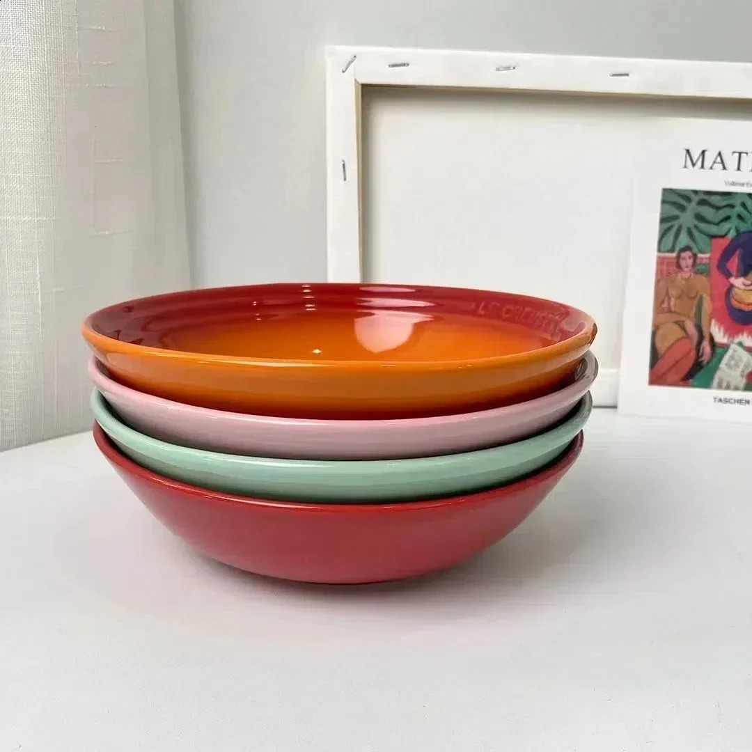 7 inches Porcelain Soup Bowl 1 Pack Ceramic Dinner Plate Dessert Salad Food Dish Kitchen Serving Tray Colorful Deep Tableware 250220