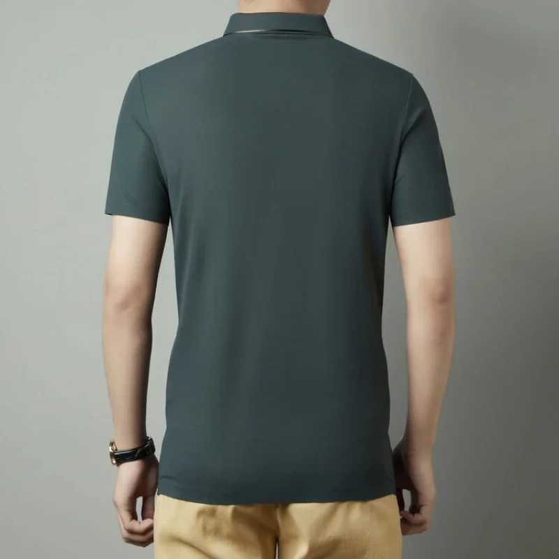 Mens New Polo Shirt Seamless Premium Luxury Cool Fabric Business Casual Golf Slim Fit Blouse Collar T-shirt W250220