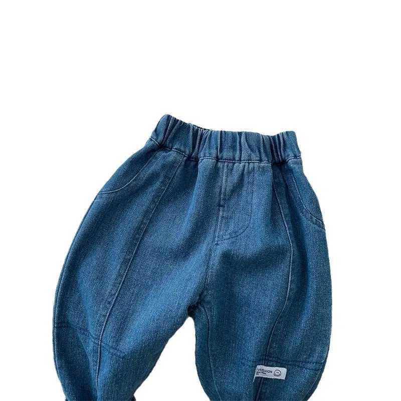 New Spring Autumn Baby Boy Denim Pants Cotton Stickers Baby Boy Jeans Loose Elastic Waist Little Boys Trousers Z250220