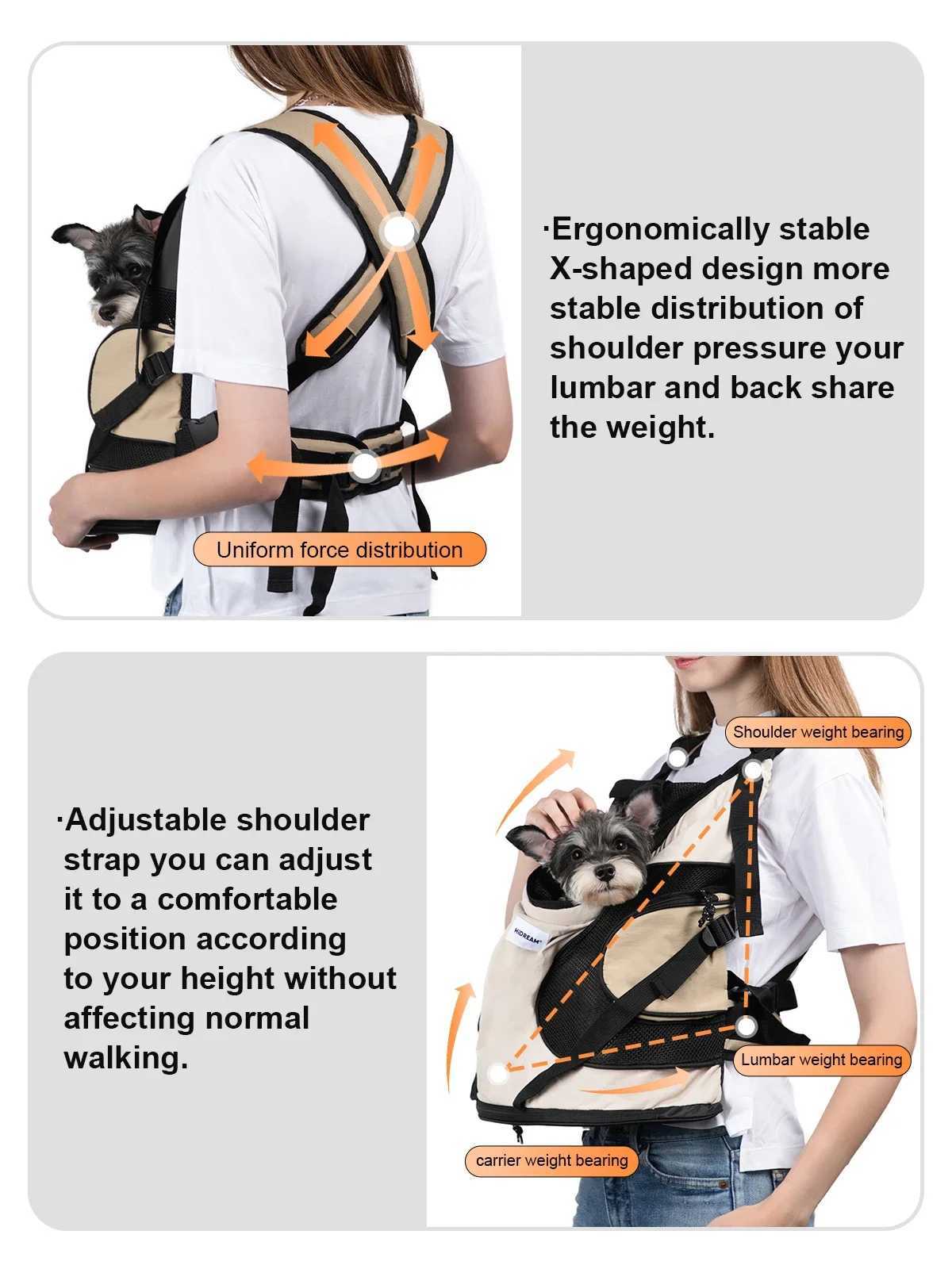 Dog Travel Bowls Bags HiDREAM Puppy Kitten Travel Chest Sling Bag Pet Front Cat Dog Carrier Breathable Canvas Portable Backpack Cross Shoulder Strap H