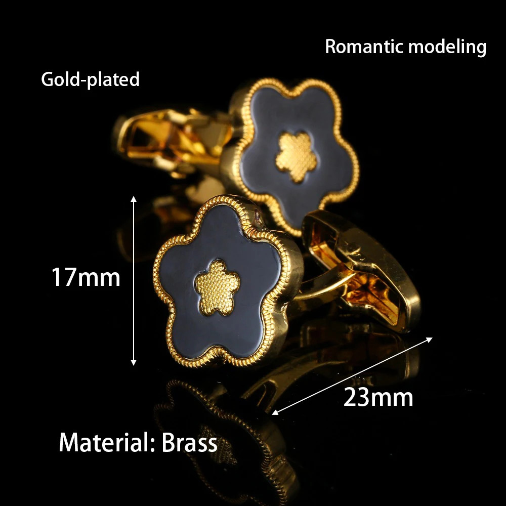 y Golden Mens Suit Shirt Cufflinks Wedding Groom Groommen Flower Style Cuff links Buttons Father Birthdays Gifts Jewelry 250220