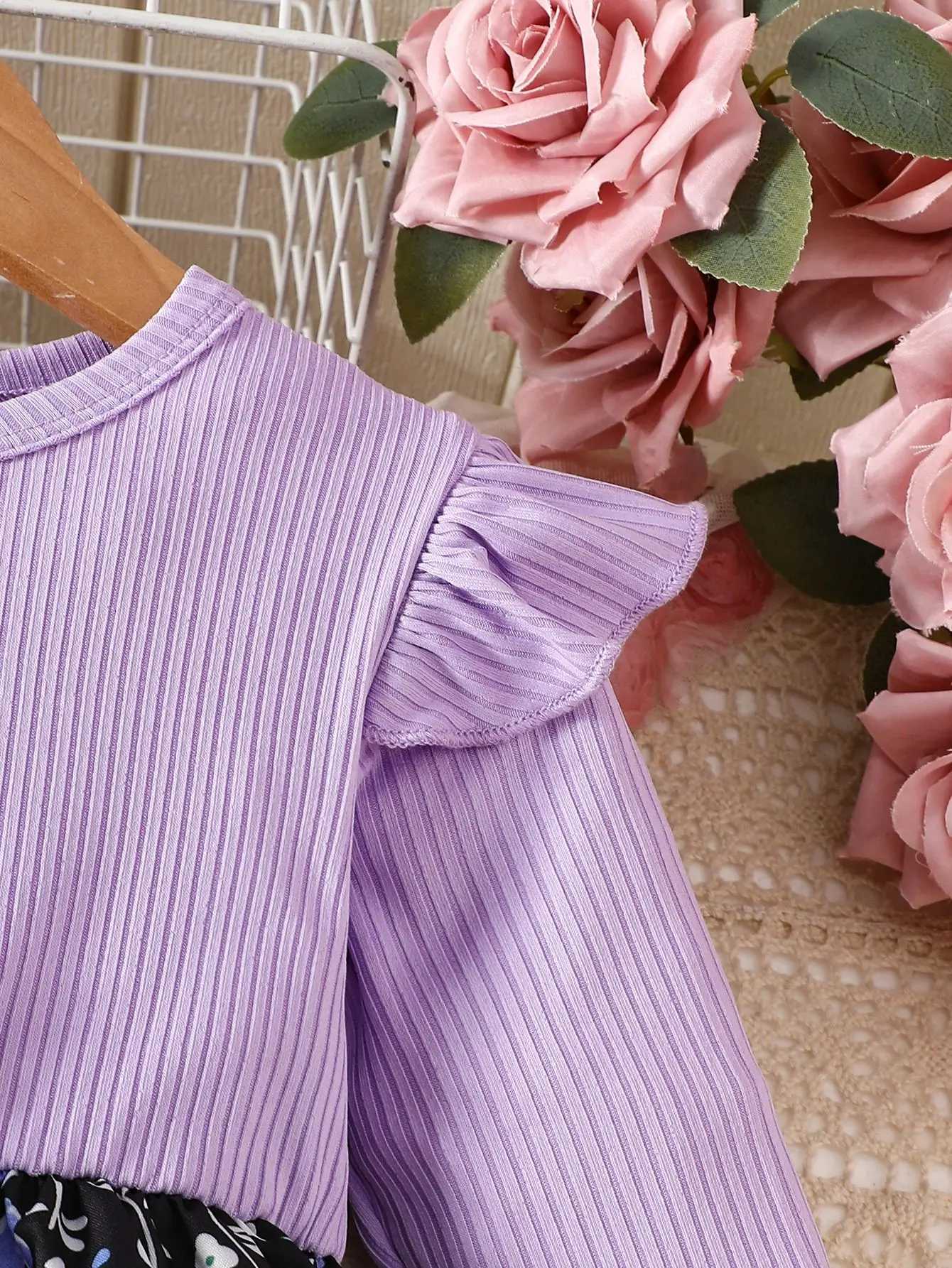 New baby girl long sleeved round neck casual simple printed dress X250220