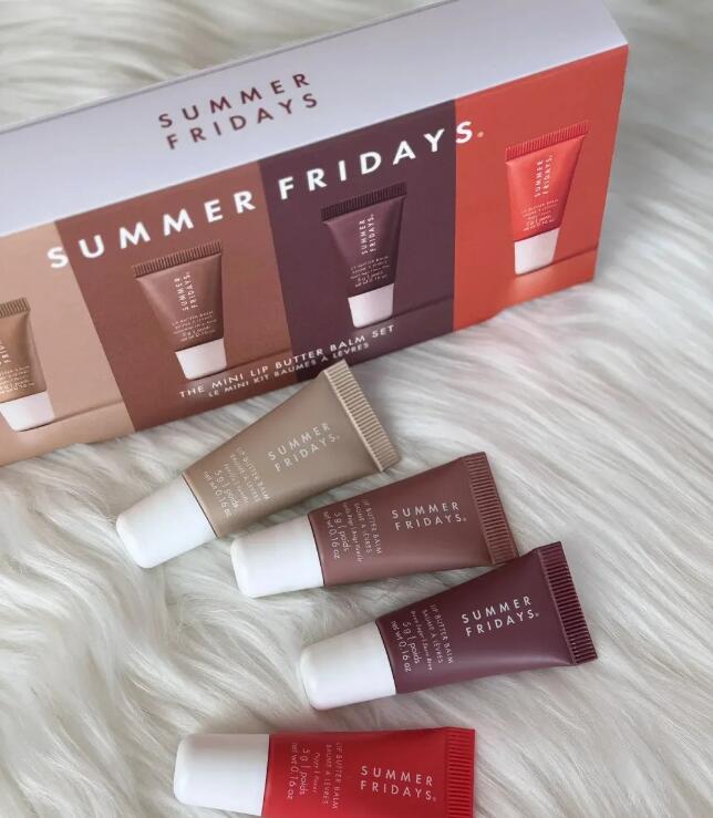 Summer Fridays Mini Deep Moisturizing Glaze Set 4pcs Lip gloss Makeup Gift Box Moisturize Smooth Oil Jelly Lipsticks Beige Vanilla Brown Sugar