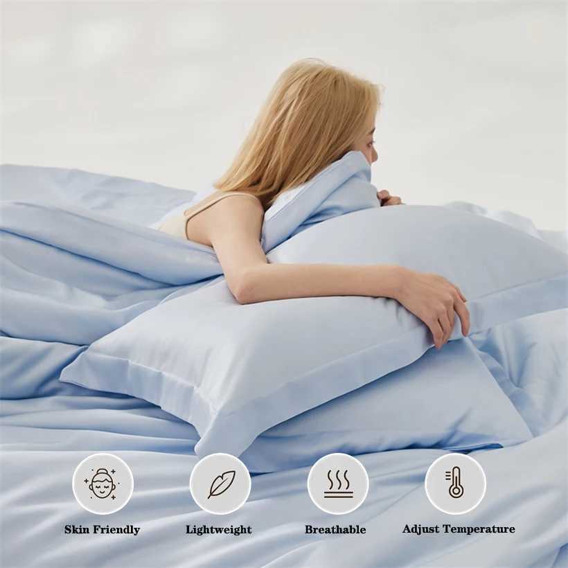 Home Mulberry Silk Duvet Cover Set Luxury 3 Piece Bedding Set 1pc Comforter Cover 2pcs Pillowcase Couple Bed Blanket CoverXJ250220