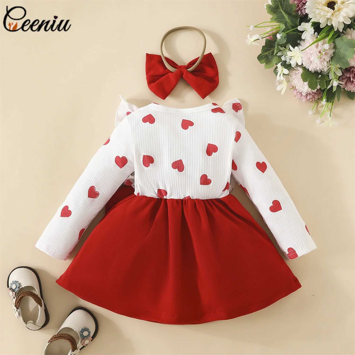 Baby Valentines Dresses Patchwork Heart Printed Red Dress Party Dresses For Girls Newborns 2025 Toddler Valentines Day Costume X250220