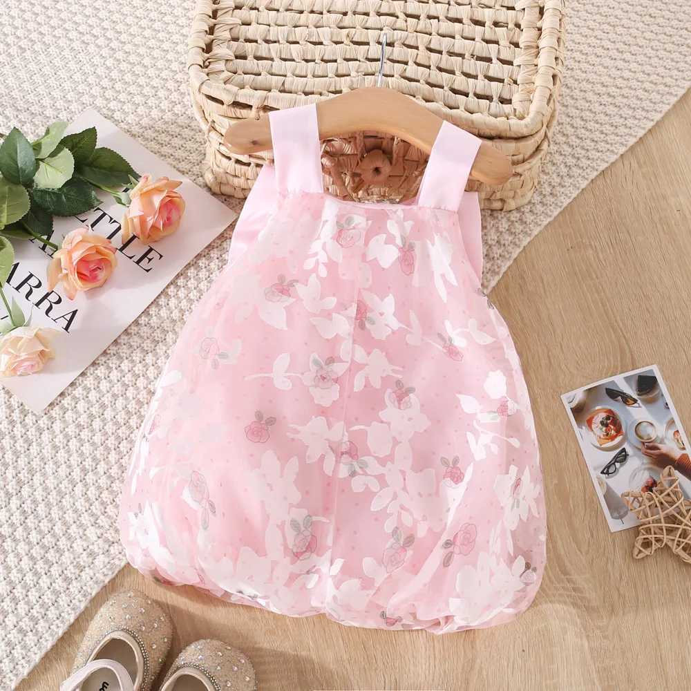 Summer Baby Dress Fashion Flower Printed Gauze Princess Dress Lovely Big Bow Toddler Girl Dress X250220