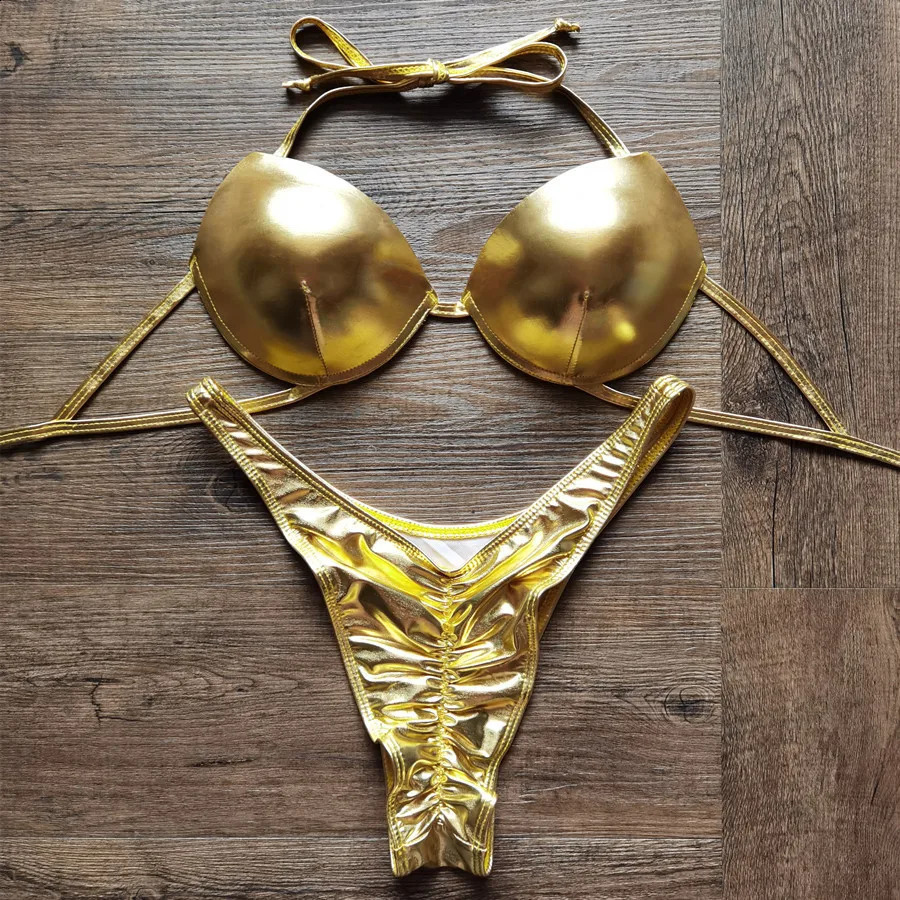 VIKINII Sexy Push Up Bikinis Set Women Beachwear Underwire Gold Swimwear Female Hight Cut Swimsuits 250220