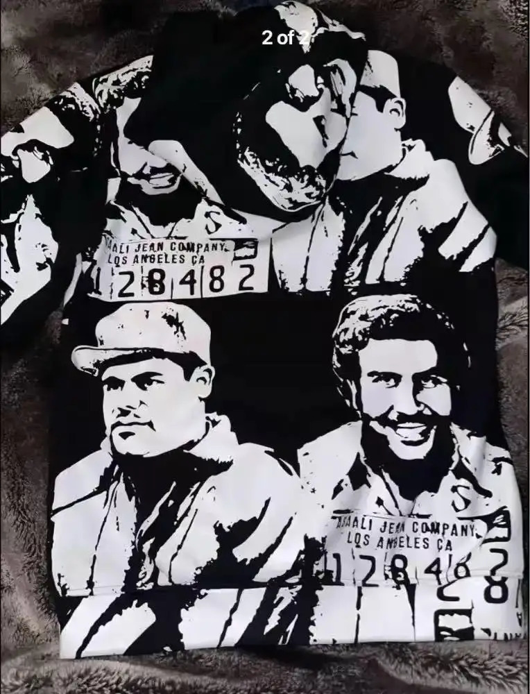 Gothic long sleeved jacket hoodie Harajuku hip-hop sports Korean version fashionable print large casual versatile pullover 250221