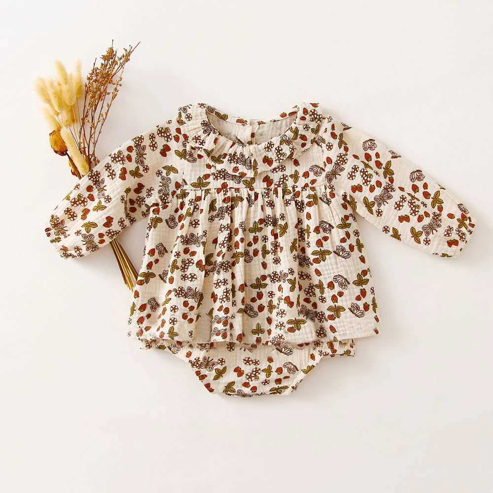 Floral Baby Girl Dresses Spring Organic Cotton Newborn Girl Romper Toddler Girl Clothes X250220