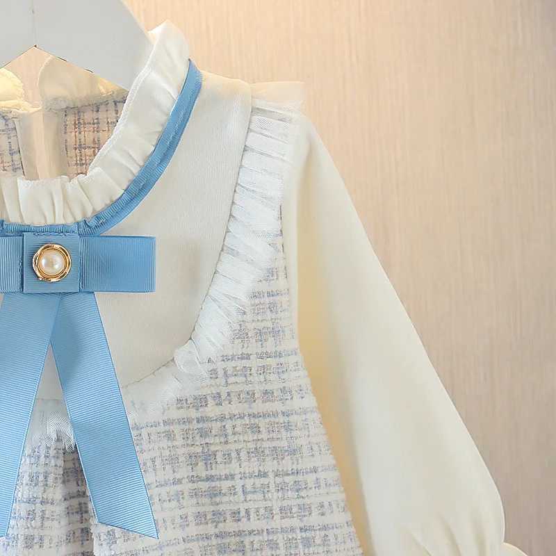 Spring And Autumn New College Style Baby Girl Long Sleeve Dress Sweet Bow Childrens Clothing For 9 Months To 3 Years Old X250220