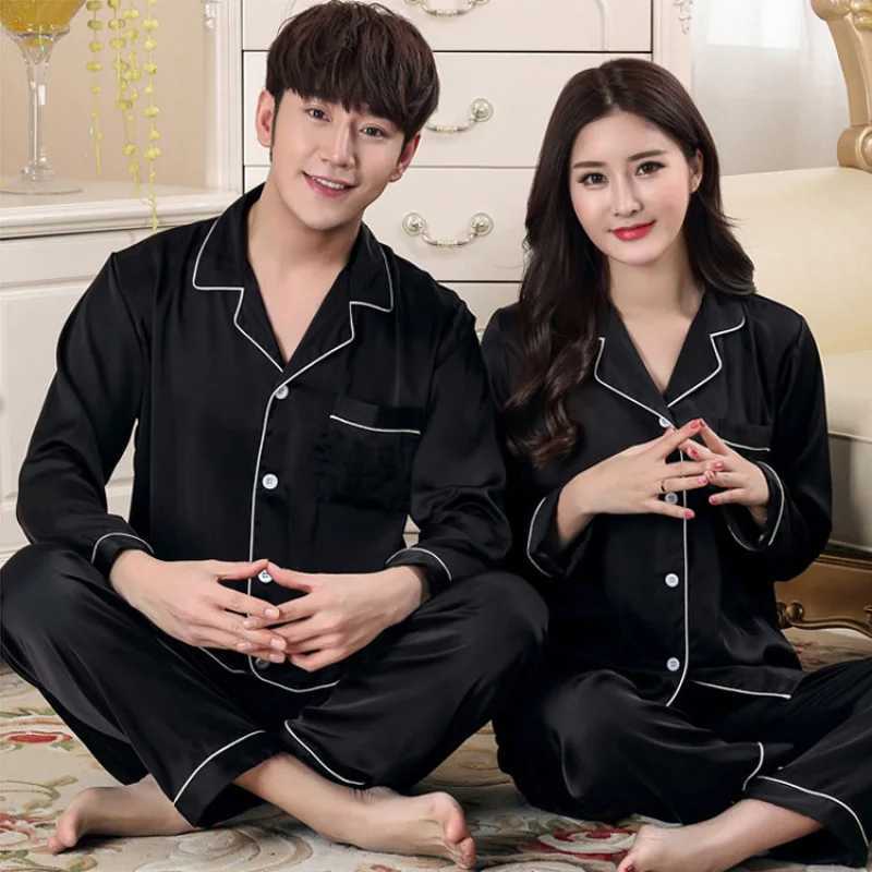 Womens Silk Satin Pyjamas Set Spwear Couple Pijama Pajamas Suit Fe Sp Two Piece Set Womens Loungewear Plus SizeXJ250220