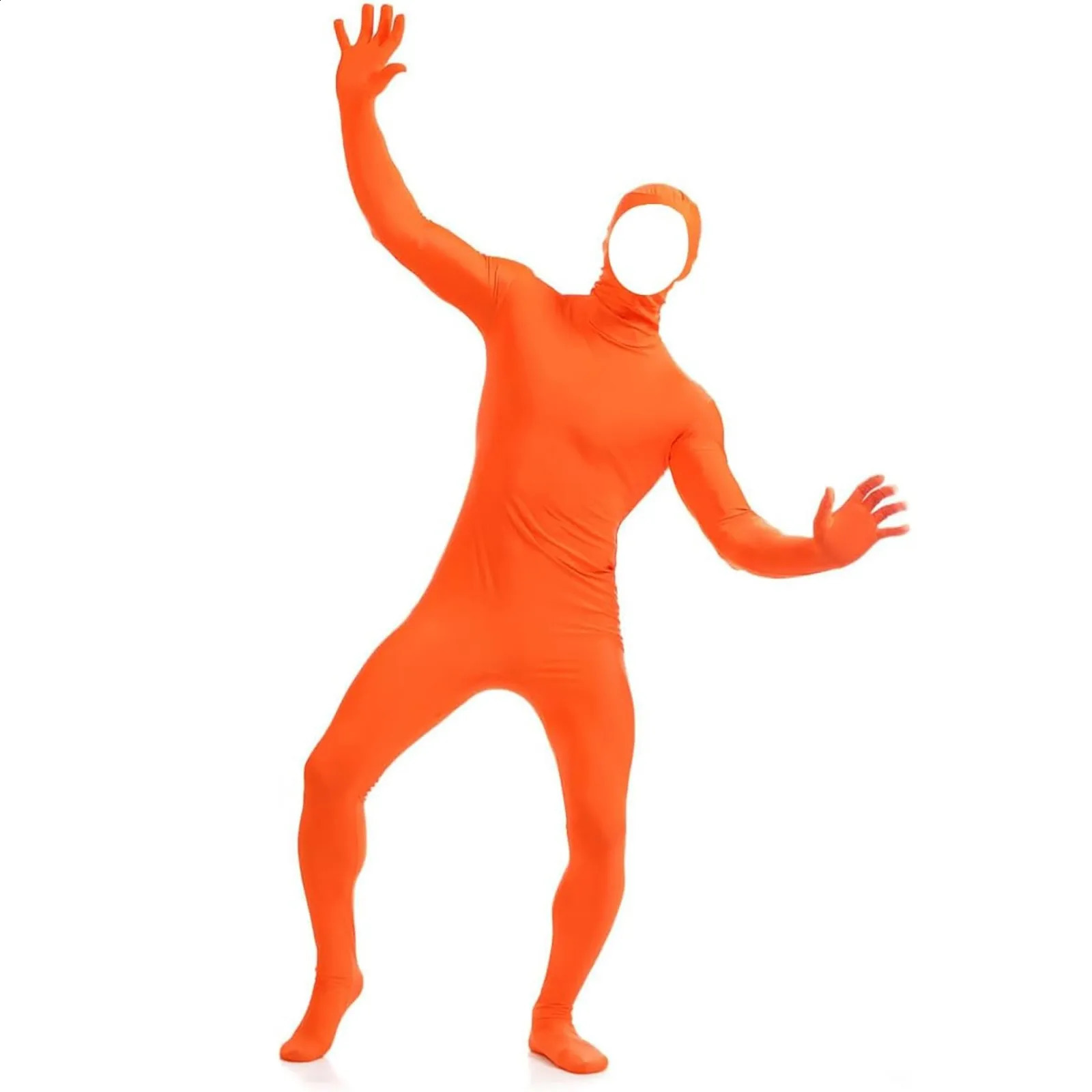 Performance Party Ninja Zentai Full Body Tight Invisible Clothe Men Women Halloween Cospaly Bodysuit Solid Color Orange Catsuit 250220