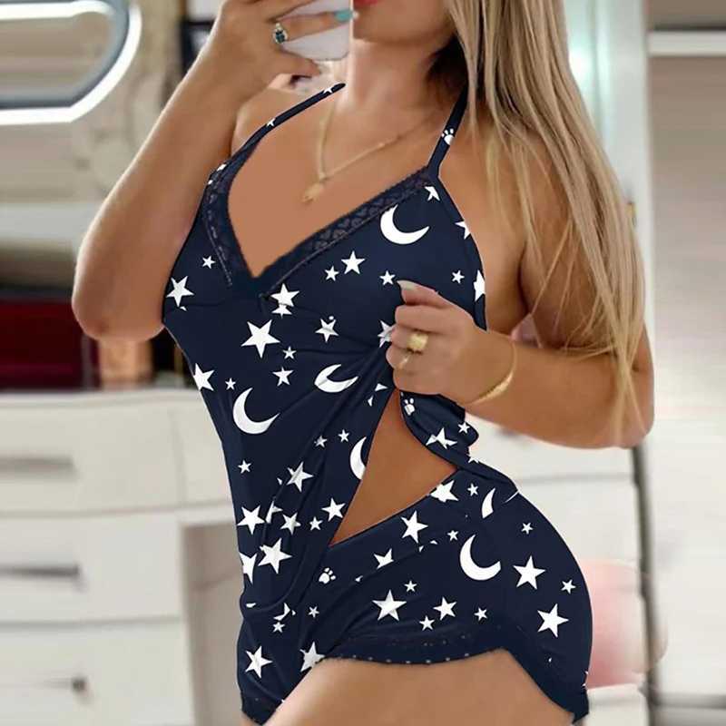 Sexy Lingerie Bow Color Matching Suspenders Two Piece Set PajamasXJ250220