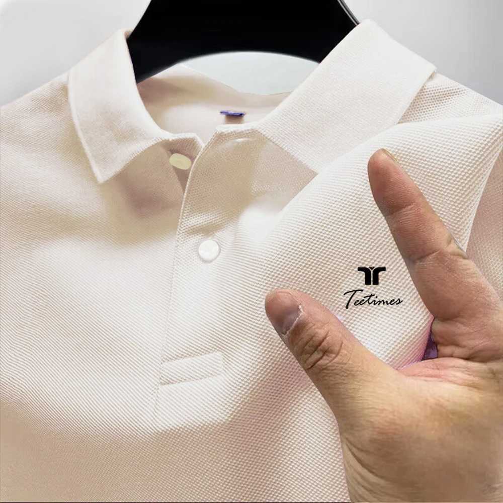 2025 mens polo shirt short sleeved printed collar solid color T-shirt summer breathable casual fashionable business office shirt W250414