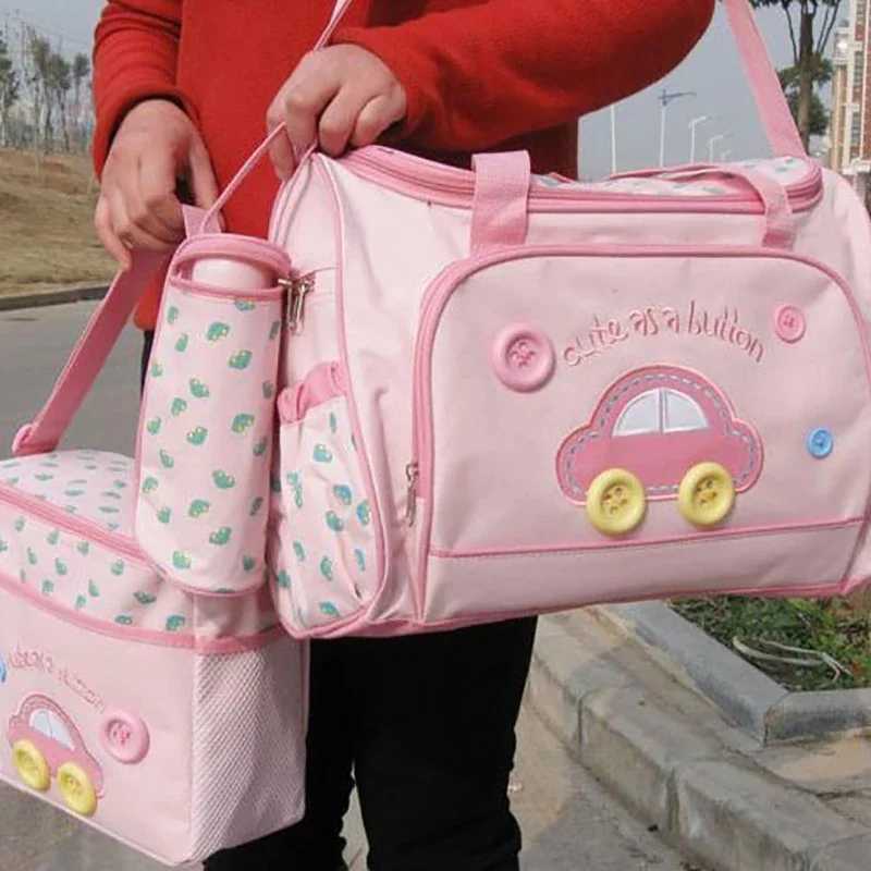Multi functional Oxford cloth mom bag cartoon mom bag with handle dial change pad baby bottle cover kit X250220