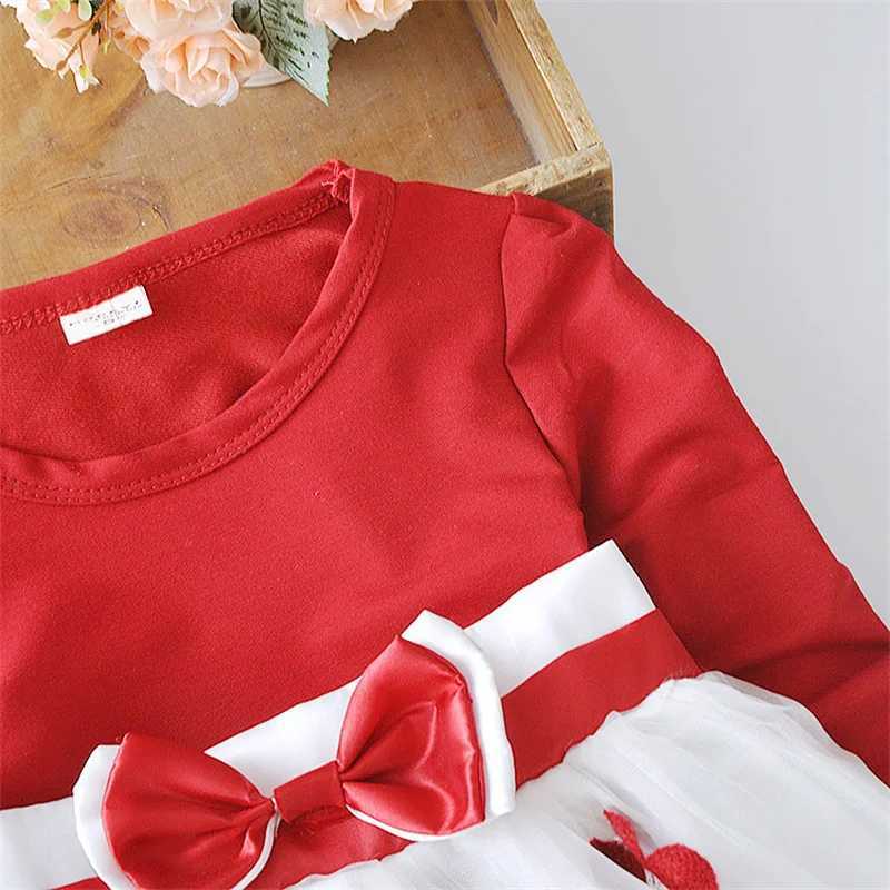 Spring and autumn baby girl dress cute children flower bow childrens clothing princess evening dress childrens clothing 0-4 Y long sleeved X250220