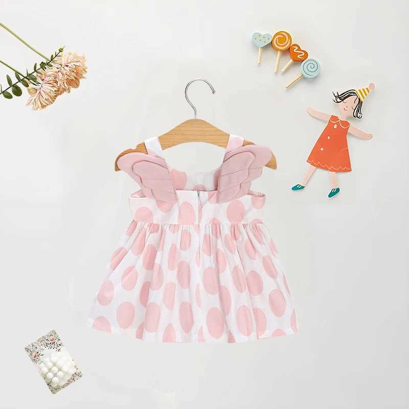 Summer Beach Baby Girl Dress Cute Cotton Sleeveless Dress Full Body Polka Dot Print Suspender Princess Dress X250220