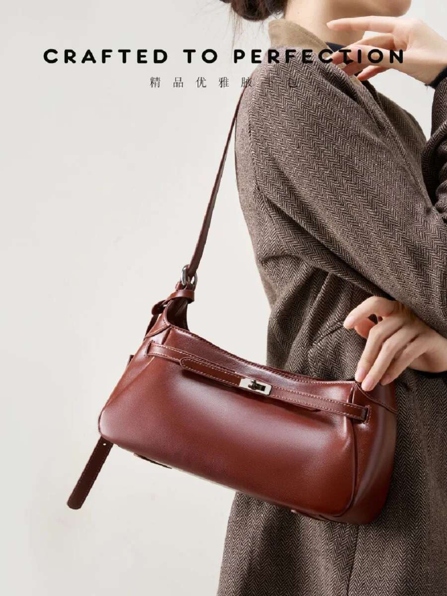 100% Genuine Cow Leaher Women Baguette High Quality Shoulder Underarm Crossbody Fashion Shopping Women's Bag Gift