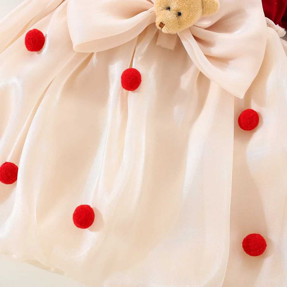 Childrens Clothing Baby Girls Red Dress Summer Newborn Girls Cute Bear Red Princess Dress Childrens Girls Birthday Dress X250220
