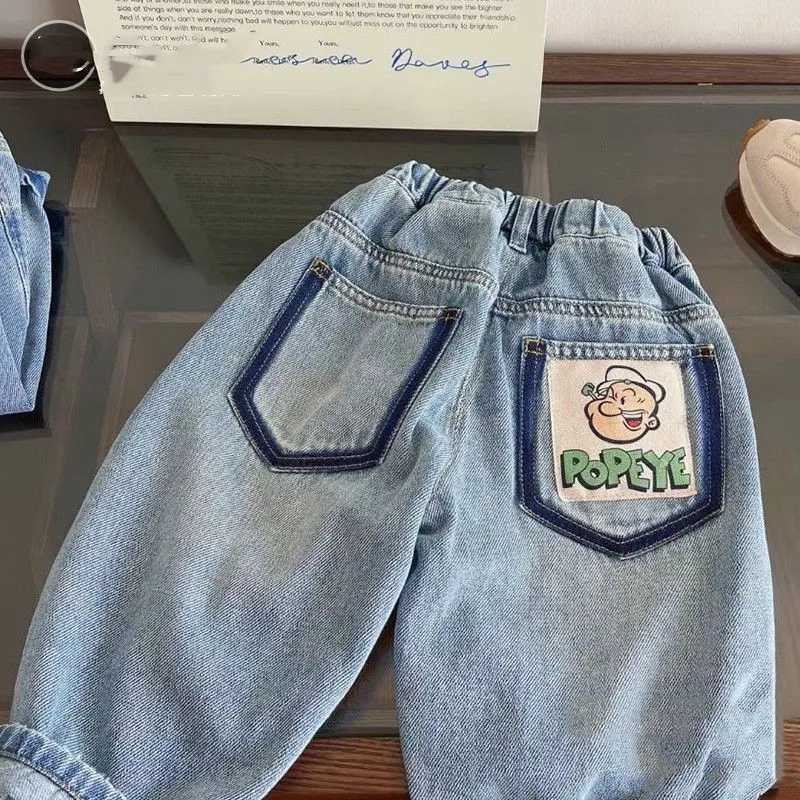 Spring and Autumn Boys Jeans New Fashionable Simple Loose Casual Straight Tube Pants Baby Pants Z250220