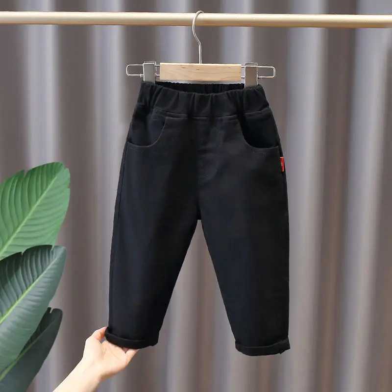 Spring and Autumn Childrens Jeans Baby Boys and Girls Pocket Printed Straight Jeans Childrens Fashion Casual Trousers Z250220