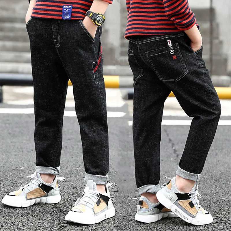 Spring and Autumn Boys Jeans Teenage Kids Pants Childrens Fashion High Elastic Denim Trousers Slim with Pants 4 6 8 10 12Years Z250220