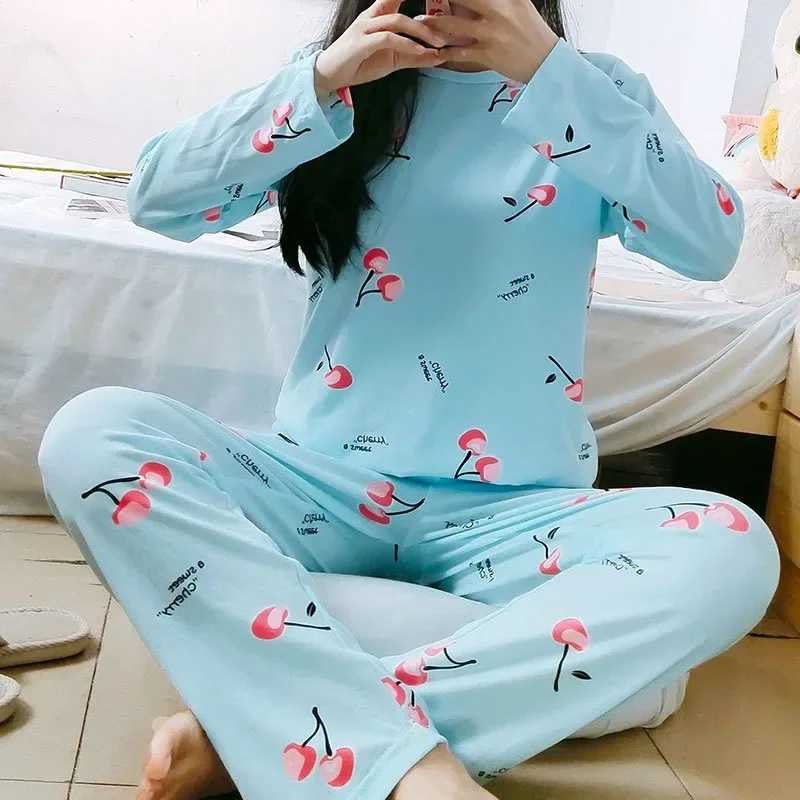 Women Pajamas Plus Size Long Sve dent Loungewear Spring Fashion Breathable Print Pullover Top Trouser Set Can Be Worn OutsXJ250220