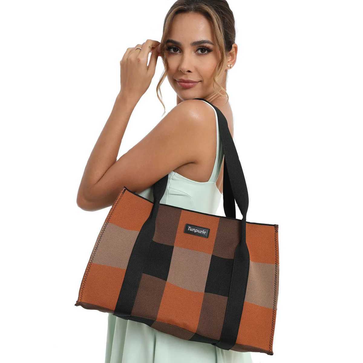 Fashionable Womens Tote Bag Knitted Commuter Bag Women Handbag Design Casual Shoulder Bag Z250220