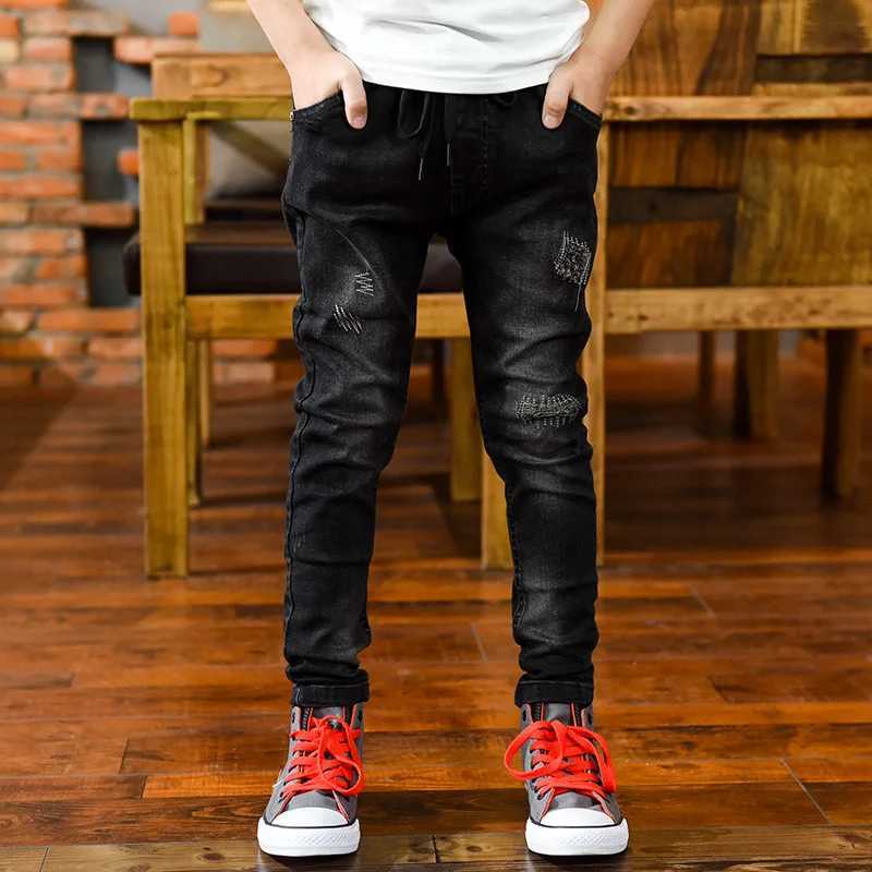 Big boy jeans elastic waist jeans childrens clothing spring and autumn youth jeans jeans for children aged 5-14 Z250220