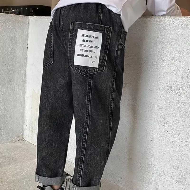 New Boys Girls Cool Jeans Spring And Autumn Trousers Korea Sle Concise Casual Loose Pants Childrens Clothing Summer Pants Z250220