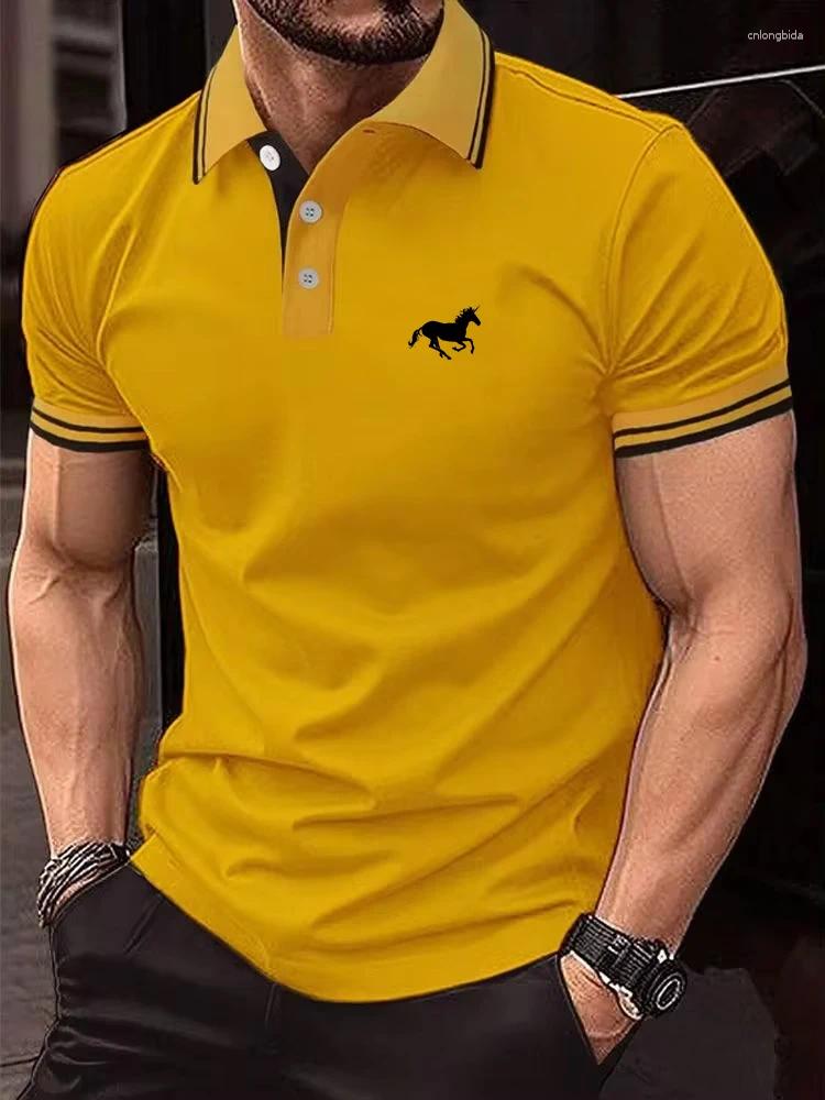 Mens Polos T-shirt Classic Short Sleeved Polo Shirt Summer Top Casual Button Lapel Super Large S-3XL