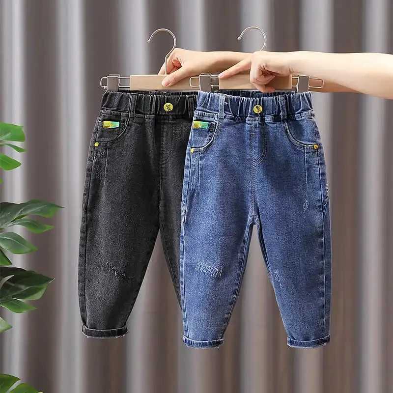 Autumn Winter Boys Trousers Childrens Plush Thickened Jeans New Childrens Casual Pant Fashion Baby Pant Z250220