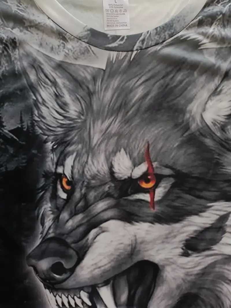 3D wolf pattern printing mens graphic design staff collar novel T-shirt casual T-shirt summer mens clothing daily vacation resort W250220