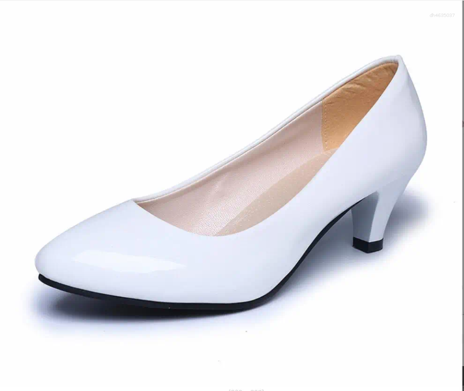 Dress Shoes Women Red White High Heels Sexy Pointed Toe Middle HeelWedding Nude Black Color Rubber Bottom zhanyishengli