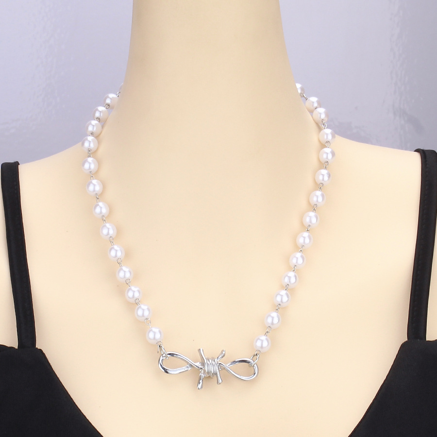 Personalized Pearl Cross Pendant Necklace ins Hip Hop Punk Double Layers Sweet Cool Necklaces