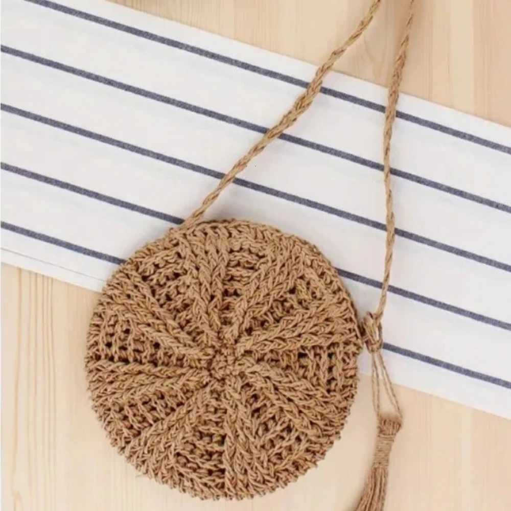 Bohemian Straw Bags for Women Circle Beach Handbags Summer Rattan Shoulder Bags Handmade Knitted Travel Big Totes Bag 2024 New